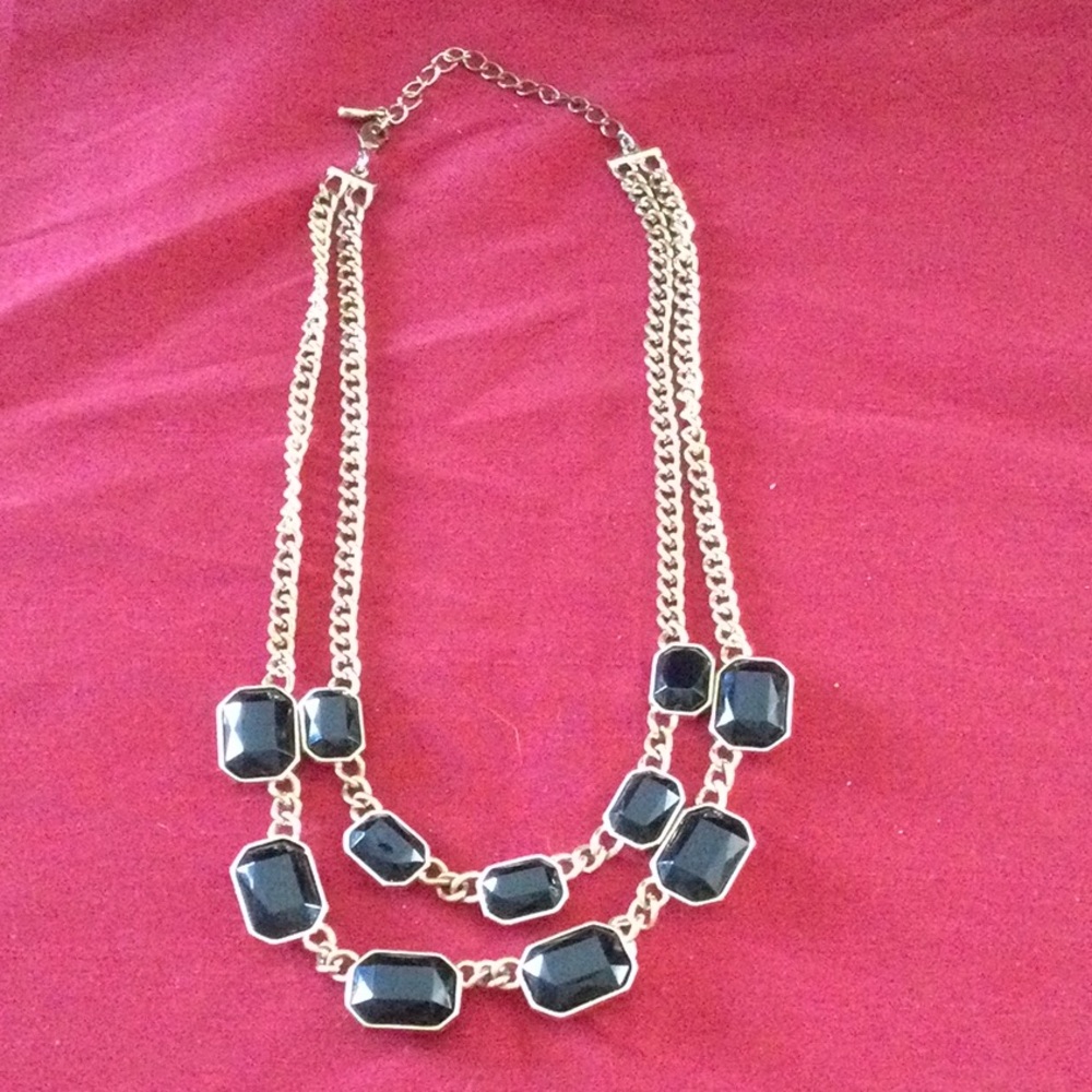 CLEARANCE Double Layer Black Stone Necklace